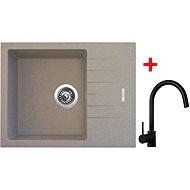 Sinks Perfecto 650 Avena + Vitalia black matt - Kitchen Sink and Tap Set