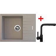 Sinks Perfecto 650 Avena + Enigma S black matt - Kitchen Sink and Tap Set
