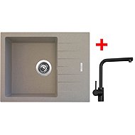 Sinks Perfecto 650 Avena + Elka black matt - Kitchen Sink and Tap Set