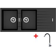 Sinks Perfecto 1160 Duo Metalblack + Elasta stainless steel/black - Kitchen Sink and Tap Set