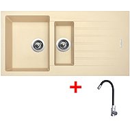 Sinks Perfecto 1000.1 Sahara + Elasta stainless steel/black - Kitchen Sink and Tap Set