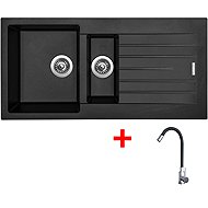 Sinks Perfecto 1000.1 Pureblack + Elasta stainless steel/black - Kitchen Sink and Tap Set