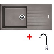 Sinks Perfecto 1000 Truffle + Elasta stainless steel/black - Kitchen Sink and Tap Set