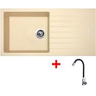 Sinks Perfecto 1000 Sahara + Elasta stainless steel/black - Kitchen Sink and Tap Set