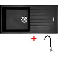 Sinks Perfecto 1000 Pureblack + Elasta stainless steel/black - Kitchen Sink and Tap Set