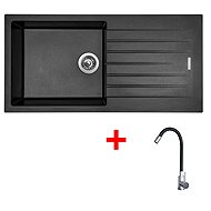 Sinks Perfecto 1000 Metalblack + Elasta stainless steel/black - Kitchen Sink and Tap Set
