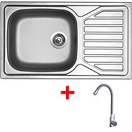 Sinks Okio 860 XXL + Elasta stainless steel/grey - Kitchen Sink and Tap Set