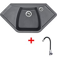 Sinks Naiky 980 Titanium + Elasta stainless steel/black - Kitchen Sink and Tap Set