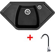 Sinks Naiky 980 Pureblack + Elasta stainless steel/black - Kitchen Sink and Tap Set