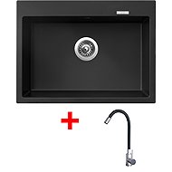 Sinks Maximo 680 Pureblack + Elasta stainless steel/black - Kitchen Sink and Tap Set