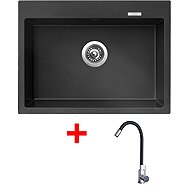 Sinks Maximo 680 Metalblack + Elasta stainless steel/black - Kitchen Sink and Tap Set