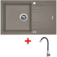 Sinks Linea 780 XC Truffle + Elasta stainless steel/black - Kitchen Sink and Tap Set