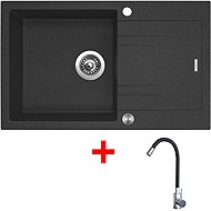 Sinks Linea 780 XC Granblack + Elasta stainless steel/black - Kitchen Sink and Tap Set