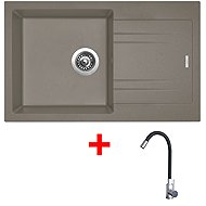 Sinks Linea 780 Truffle + Elasta stainless steel/black - Kitchen Sink and Tap Set