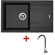 Sinks Linea 780 Metalblack + Elasta stainless steel/black - Kitchen Sink and Tap Set