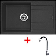 Sinks Linea 780 Granblack + Elasta stainless steel/black - Kitchen Sink and Tap Set