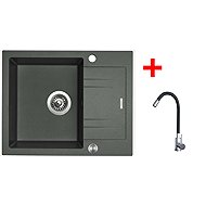 Sinks Linea 600 XC Titanium + Elasta stainless steel/black - Kitchen Sink and Tap Set