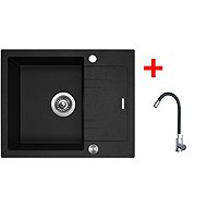 Sinks Linea 600 XC Granblack + Elasta stainless steel/black - Kitchen Sink and Tap Set