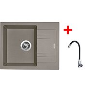 Sinks Linea 600 Truffle + Elasta stainless steel/black - Kitchen Sink and Tap Set