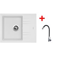 Sinks Linea 600 Milk + Elasta stainless steel/black - Kitchen Sink and Tap Set