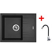 Sinks Linea 600 Metalblack + Elasta stainless steel/black - Kitchen Sink and Tap Set