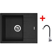 Sinks Linea 600 Granblack + Elasta stainless steel/black - Kitchen Sink and Tap Set
