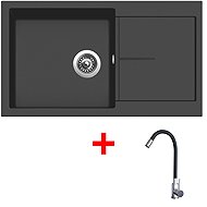 Sinks Infinity 860 Pureblack + Elasta stainless steel/black - Kitchen Sink and Tap Set