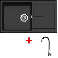 Sinks Infinity 860 Metalblack + Elasta stainless steel/black - Kitchen Sink and Tap Set