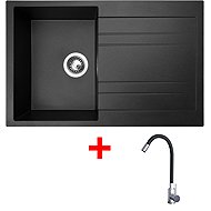 Sinks Grande 800 Granblack + Elasta stainless steel/black - Kitchen Sink and Tap Set
