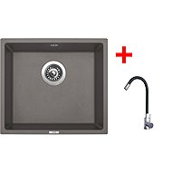 Sinks Frame 457 Truffle + Elasta stainless steel/black - Kitchen Sink and Tap Set