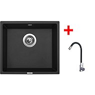 Sinks Frame 457 Pureblack + Elasta stainless steel/black - Kitchen Sink and Tap Set