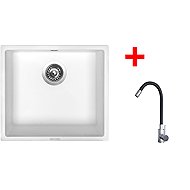 Sinks Frame 457 Milk + Elasta stainless steel/black - Kitchen Sink and Tap Set