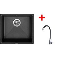 Sinks Frame 457 Metalblack + Elasta stainless steel/black - Kitchen Sink and Tap Set