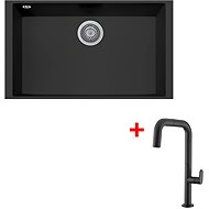Sinks Cube 690U Nanoblack + Eva P Nanoblack - Kitchen Sink and Tap Set