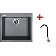 Sinks Cube 560 Titanium + Elasta stainless steel/black - Kitchen Sink and Tap Set