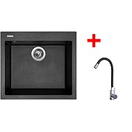 Sinks Cube 560 Metalblack + Elasta stainless steel/black - Kitchen Sink and Tap Set