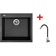 Sinks Cube 560 Granblack + Elasta stainless steel/black - Kitchen Sink and Tap Set