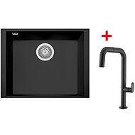 Sinks Cube 490U Nanoblack + Eva P Nanoblack - Kitchen Sink and Tap Set