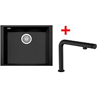 Sinks Cube 490U Nanoblack + Comforta Nanoblack - Kitchen Sink and Tap Set