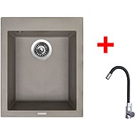 Sinks Cube 410 Truffle + Elasta stainless steel/black - Kitchen Sink and Tap Set