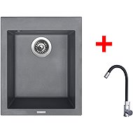 Sinks Cube 410 Titanium + Elasta stainless steel/black - Kitchen Sink and Tap Set