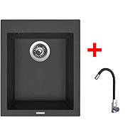 Sinks Cube 410 Pureblack + Elasta stainless steel/black - Kitchen Sink and Tap Set