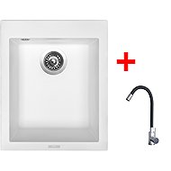 Sinks Cube 410 Milk + Elasta stainless steel/black - Kitchen Sink and Tap Set