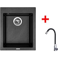 Sinks Cube 410 Metalblack + Elasta stainless steel/black - Kitchen Sink and Tap Set