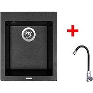 Sinks Cube 410 Granblack + Elasta stainless steel/black - Kitchen Sink and Tap Set