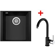 Sinks Cube 340U Nanoblack + Mix 35 Nanoblack - Kitchen Sink and Tap Set