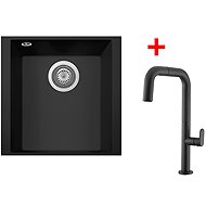 Sinks Cube 340U Nanoblack + Eva P Nanoblack - Kitchen Sink and Tap Set