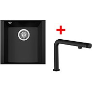 Sinks Cube 340U Nanoblack + Comforta Nanoblack - Kitchen Sink and Tap Set