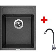 Sinks Classic 400 Granblack + Elasta stainless steel/black - Kitchen Sink and Tap Set
