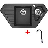 Sinks Bravo 850.1 Granblack + Elasta stainless steel/black - Kitchen Sink and Tap Set